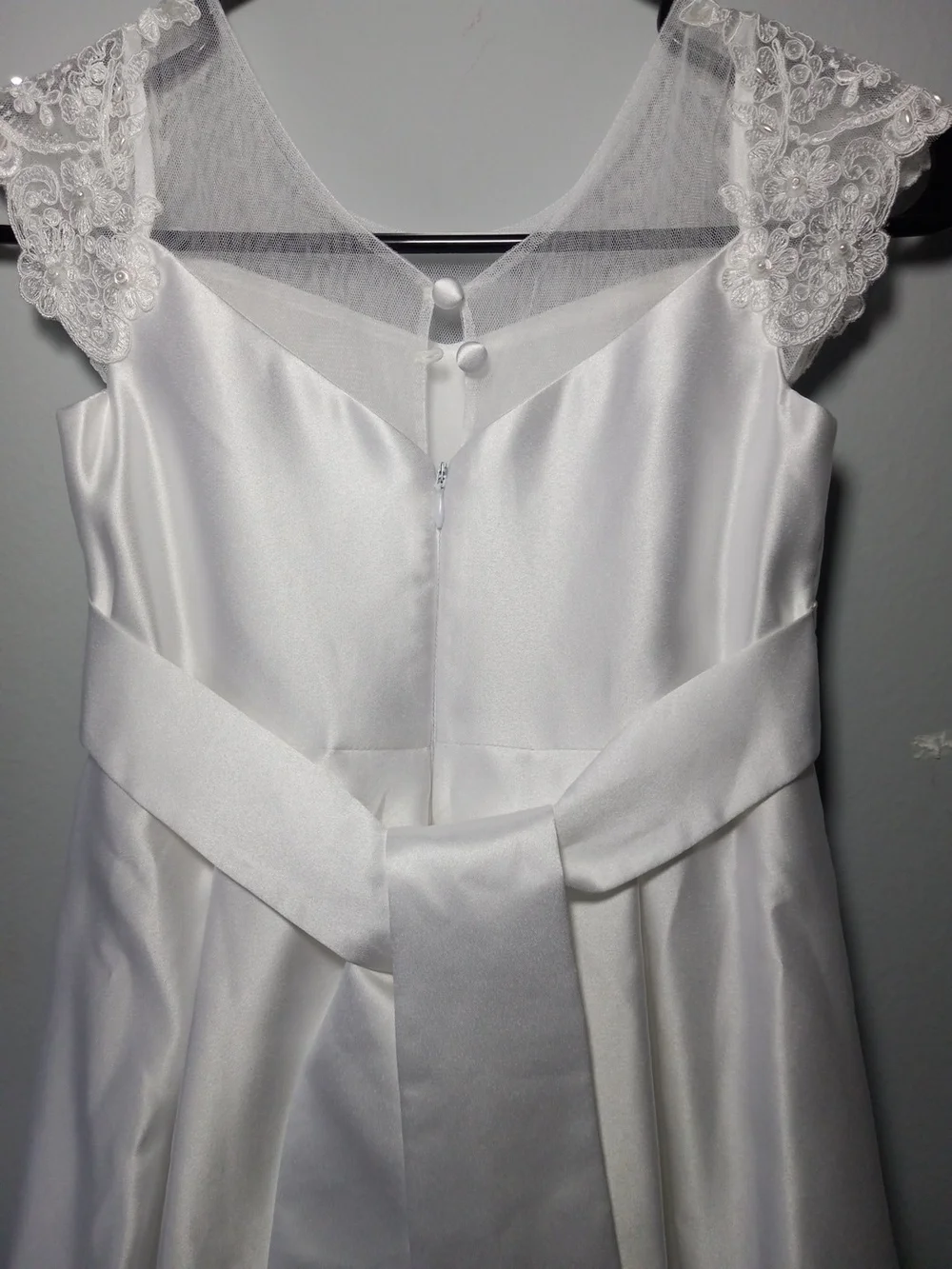 Bonnie Jean Wedding Flower Girl Or Communion White Satin Girls' Dress Size 7 - Picture 10 of 10